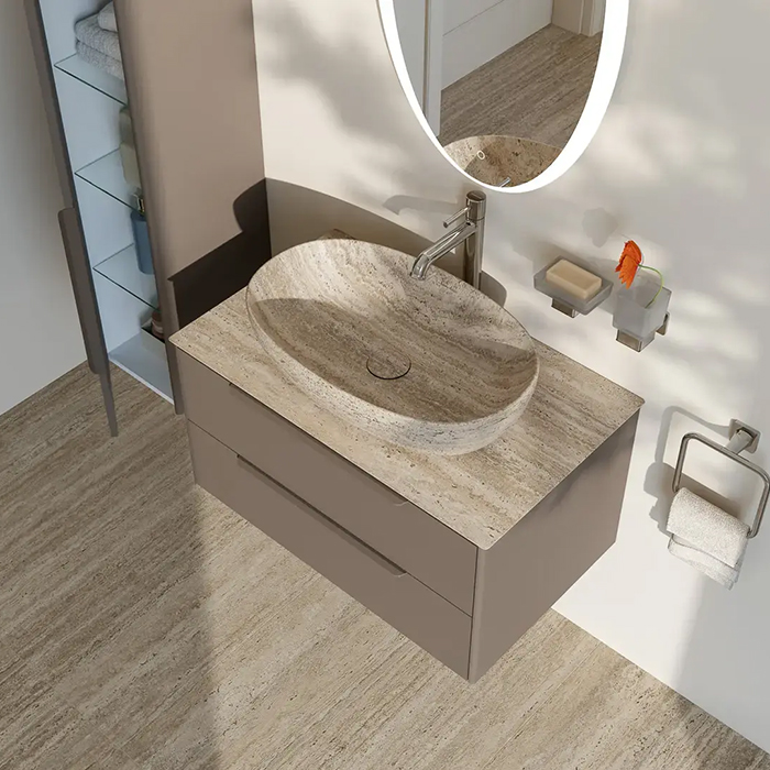 Kerama Marazzi Elegance Тумба 80см., подвесная, 2 ящика, цвет: пудровая глина