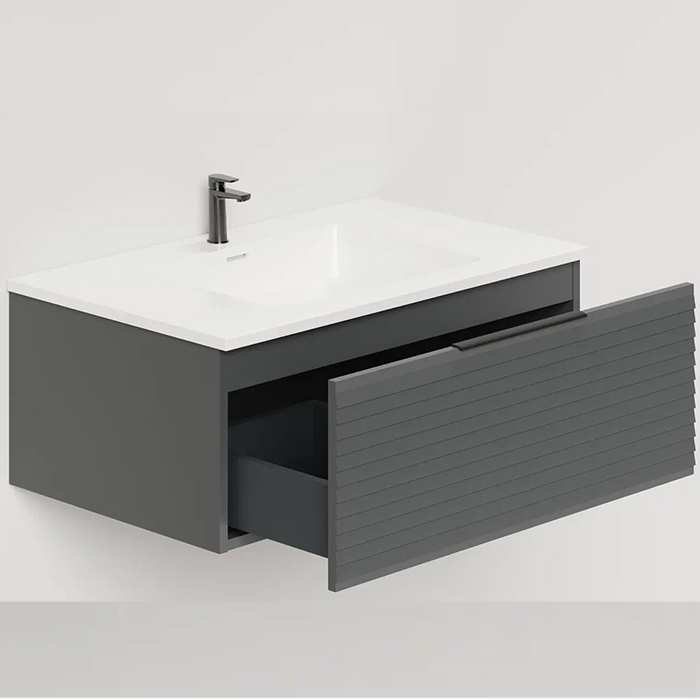 Salini Touch Тумба 80x50x32см., подвесная, с раковиной, 1 ящик, гор. фрез., цвет: Anthracite