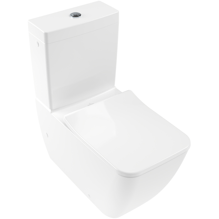 Villeroy&Boch Venticello Унитаз-компакт с открытым смывным краем, моноблок, 37.5х70см, с антигрязевым покрытием CeramicPlus, цвет: белый