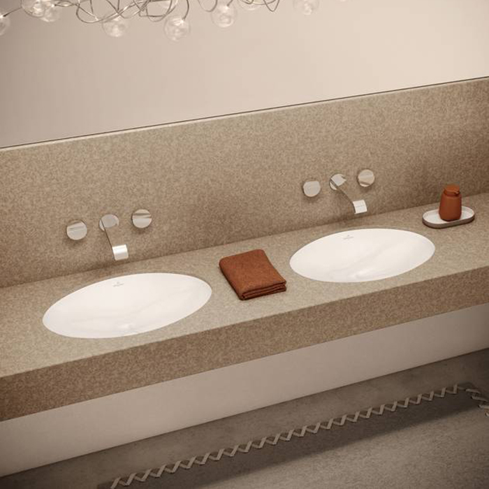 Villeroy&Boch Evana Раковина 50х35х20см., без отв., под столешницу, с переливом, с антигрязевым покрытием CeramicPlus, цвет: альпийский белый