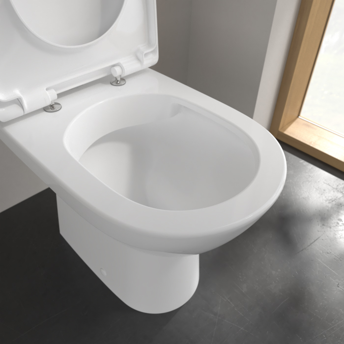 Villeroy&Boch O.novo Унитаз-компакт 36х64.6х43см., напольный, с открытым смывным краем, с сиденьем, цвет: альпийский белый