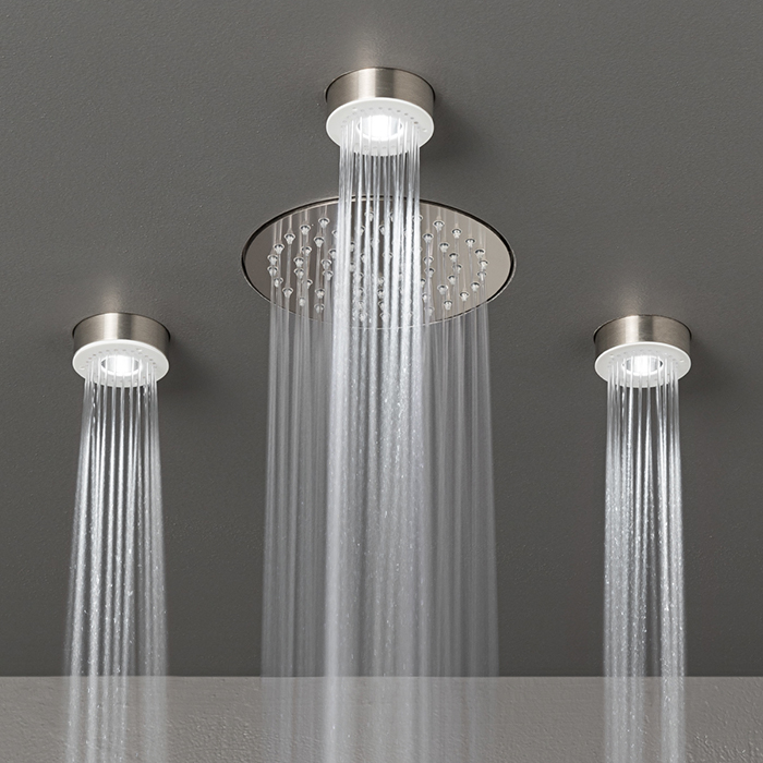 CEA Design FREE IDEAS Верхний душ 4.5см, встраиваемый, хромотерапия, 1 режим, Rain jet, Delrin®, цвет: нержавеющая сталь