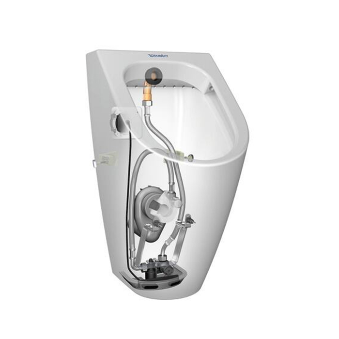 Duravit ME by Starck Писсуар подвесной, Rimless, электронный, подача воды сзади, с вытяжкой, без мушки, цвет: белый