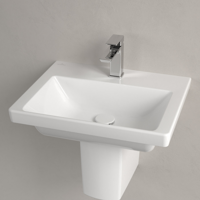 Villeroy&Boch Subway 3.0 Раковина 55х44х16.5см., 1 отв., подвесная, без перелива, цвет: альпийский белый