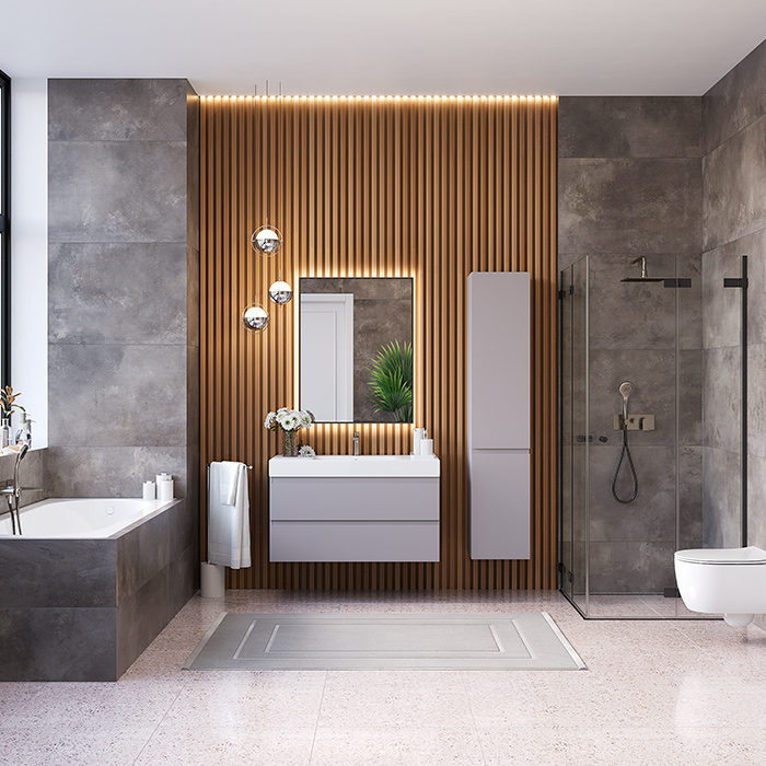 Dushlux Quadro Тумба подвесная 100x45см, с раковиной, 2 ящика, цвет: платиново-серый матовый