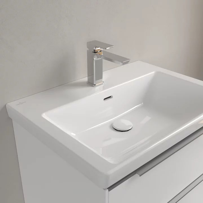 Villeroy&Boch Subway 3.0 Раковина 65х47х16.5см., 1 отв., подвесная, с антигрязевым покрытием CeramicPlus, с переливом, цвет: альпийский белый