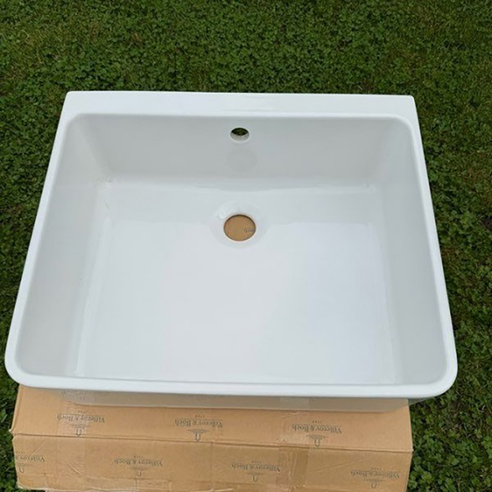 Villeroy&Boch O.novo Раковина для кухни 60x50см., накладная, без отв., с переливом, цвет: альпийский белый