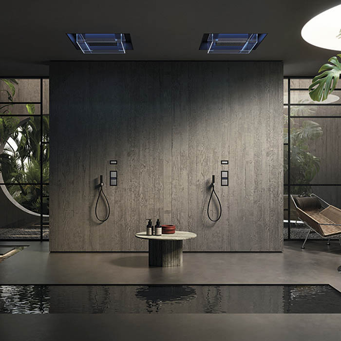 Newform Head Showers Верхний душ 40х40см., потолочный, 3 режима: тропический душ, водопад, распылители, LED подсветка, цвет: хром