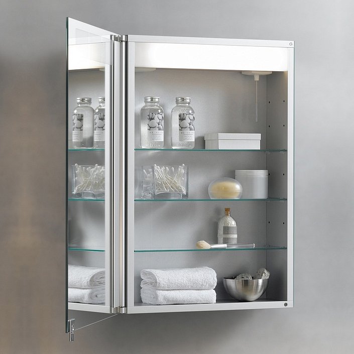Keuco Royal T1 Зеркальный шкаф с подсветкой 50.5x70x14.3см, петли справа, подвесной, цвет: зеркало