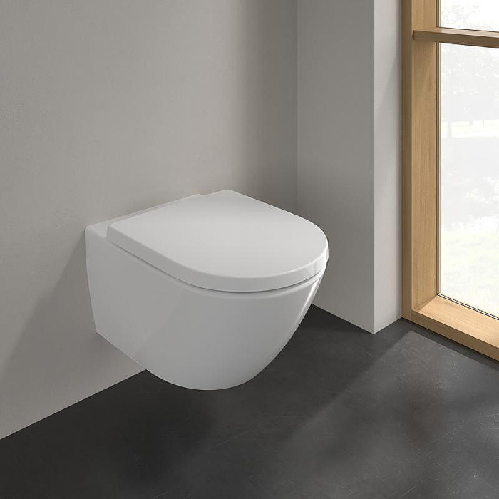 Villeroy&Boch Subway 3 Унитаз 37х56х36см., подвесной, безободковый, SoftClosing, цвет: альпийский белый