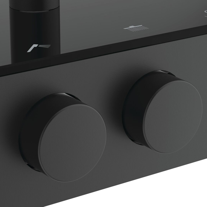 Ideal Standard Solos Душевая система, с термостатическим смесителем для душа, держатель для лейки, верхний душ 33см., ручная душевая лейка, шланг 175см., цвет: Silk Black (Черный матовый)