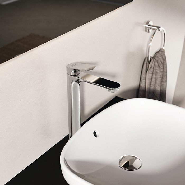 Ideal Standard Ceralife O Смеситель для раковины, на 1 отв., H24см., высокий, технология BlueStart, цвет: хром