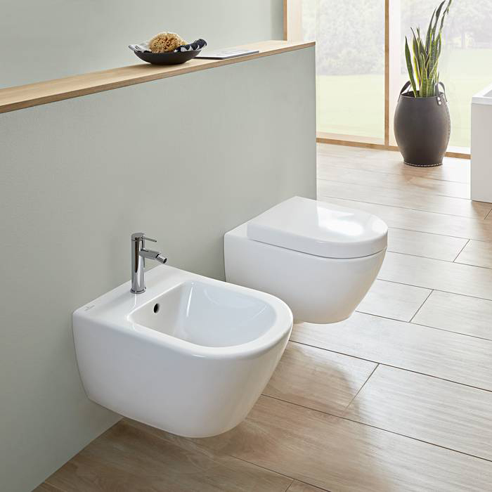 Villeroy&Boch Subway 2.0, Биде подвесное, 1 отверстие под смеситель, с переливом, 37x56.5см, с антигрязевым покрытием CeramicPlus, цвет: белый