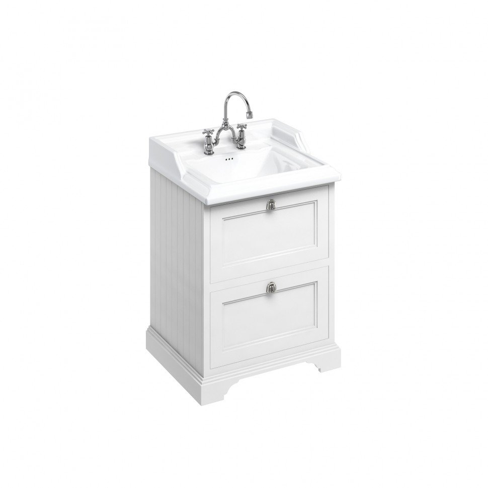 Burlington Classic Тумба с раковиной, 65x57.5см, напольная, с двумя выдвижными ящиками, цвет: белый