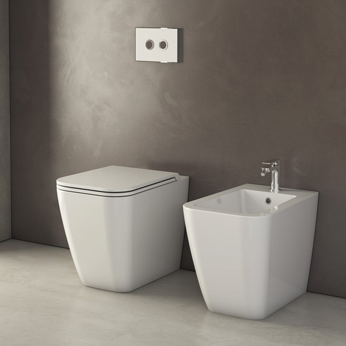 Globo Stone Унитаз 56x36см., напольный, с системой скрытого крепежа, слив универсальный, цвет: белый