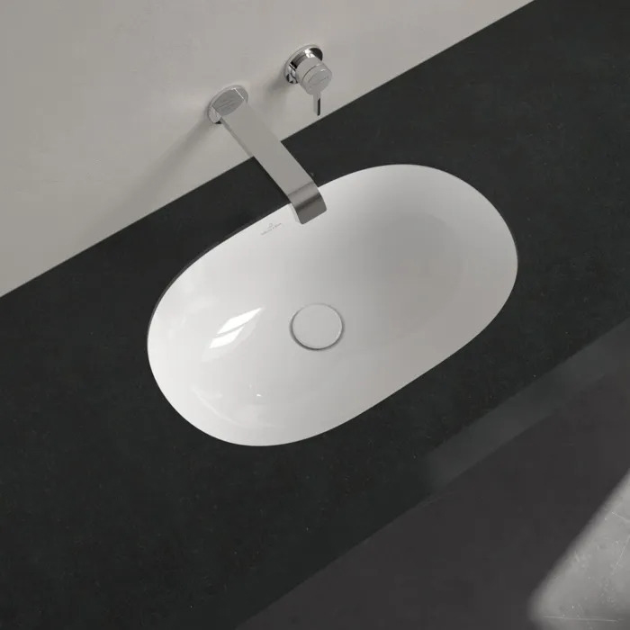 Villeroy&Boch O.novo Раковина 58х37х20см., без отв., под столешницу, с переливом, с антигрязевым покрытием CeramicPlus, цвет: альпийский белый