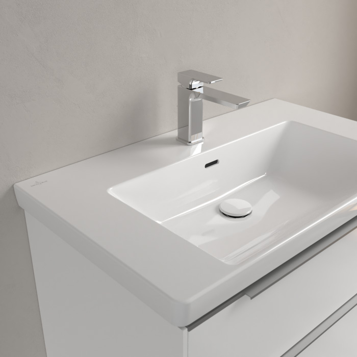 Villeroy&Boch Subway 3.0 Раковина 80х47х16.5см., 1 отв., подвесная, с антигрязевым покрытием CeramicPlus, с переливом, цвет: альпийский белый