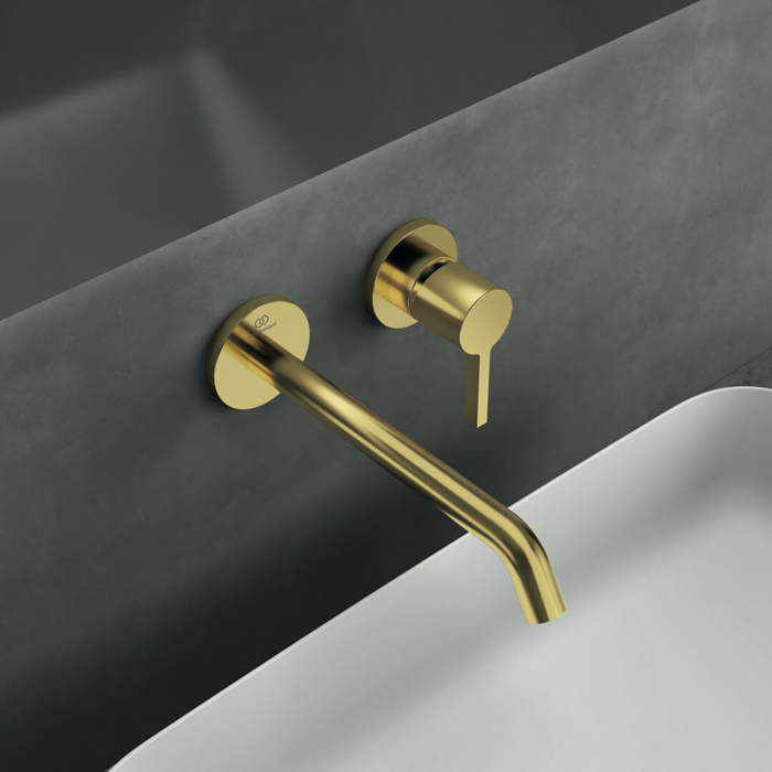 Ideal Standard Joy Смеситель для раковины, встраиваемый, излив: 22.5см., цвет: PVD Brushed Gold (Шлифованное Золото)