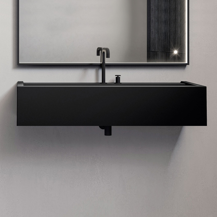 Kerasan Kanaal Раковина 120x40см., подвесная, 2 отв., цвет: Matt Black