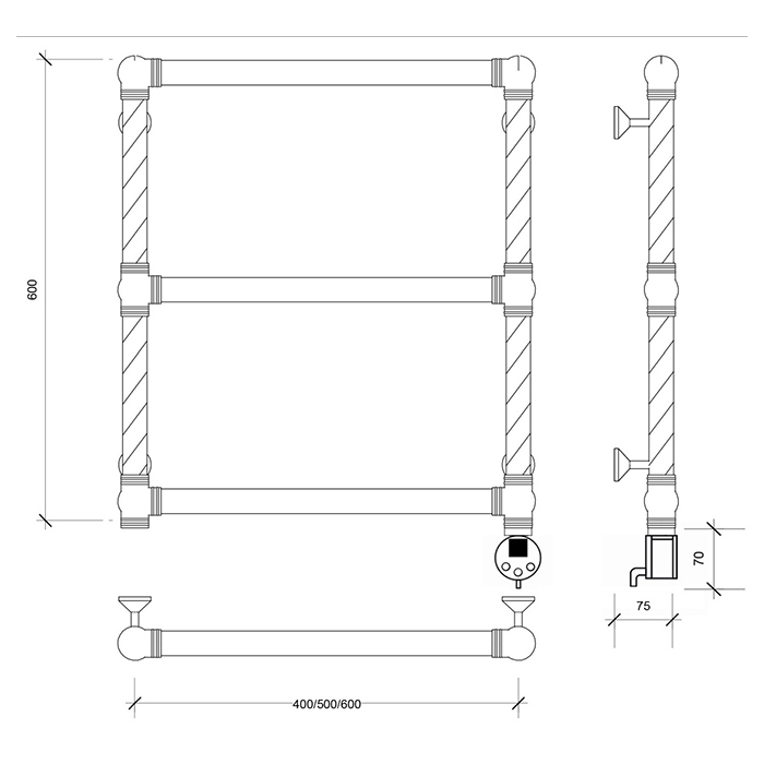 Secado Фалерони 1 Trenza Полотенцесушитель 50x60 см, электрический, цвет: бронза