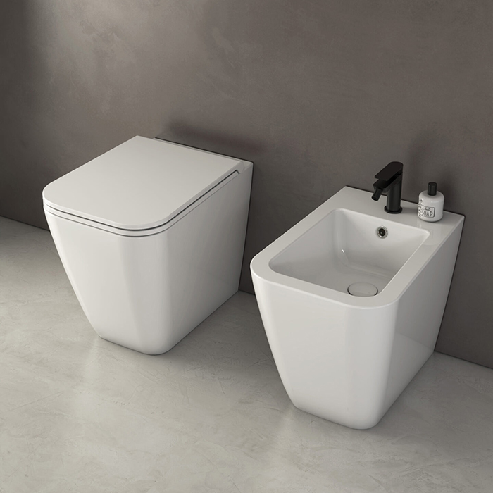 Globo Stone Унитаз напольный безободковый 45x37см, с системой скрытого крепежа, цвет: белый