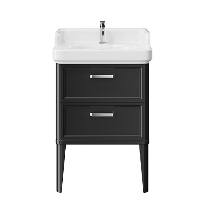 Kerama Marazzi Pompei Тумба 60см., напольная, 2 ящика, цвет: черный глянцевый
