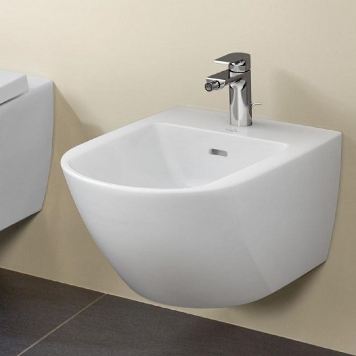 Villeroy&Boch Subway 3.0 Биде 37.5х56х27см., 1 отв., подвесное, CeramicPlus, цвет: белый камень