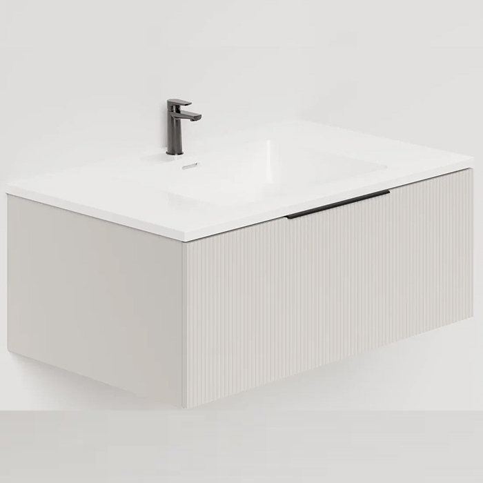 Salini Touch Тумба 80x50x32см., подвесная, с раковиной, 1 ящик, верт. фрез., цвет: Сreamy