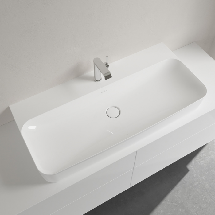 Villeroy&Boch Finion Раковина 100х47 см, 1 отв., с переливом, с антигрязевым покрытием CeramicPlus, цвет: белый