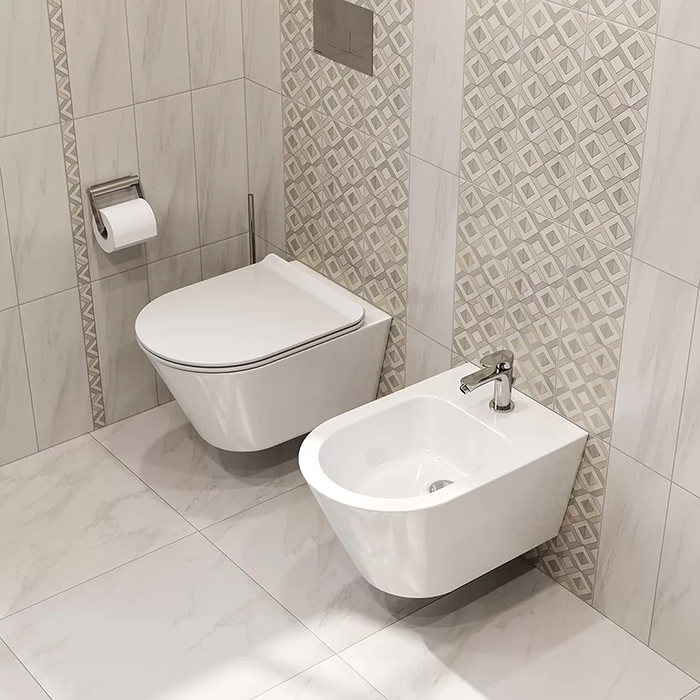 Kerama Marazzi Plaza Modern Унитаз 36x53см., подвесной, безободковый, с крепежом, цвет: белый глянцевый
