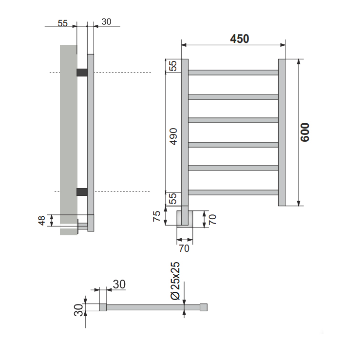 Neoinox Quadro Полотенцесушитель 60x45см, электрический, box, цвет: белый матовый