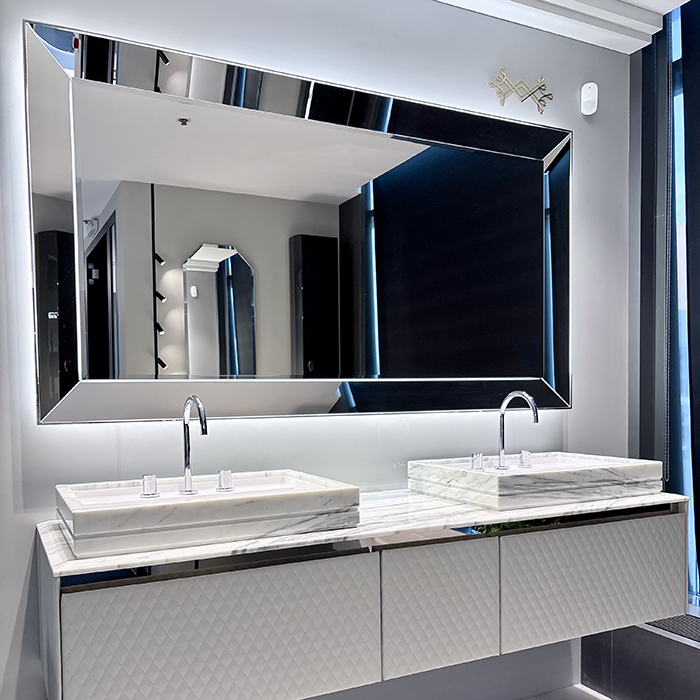 Dushlux Milos Зеркало 180х100см, LED подсветка, отделка рамы: полированная сталь
