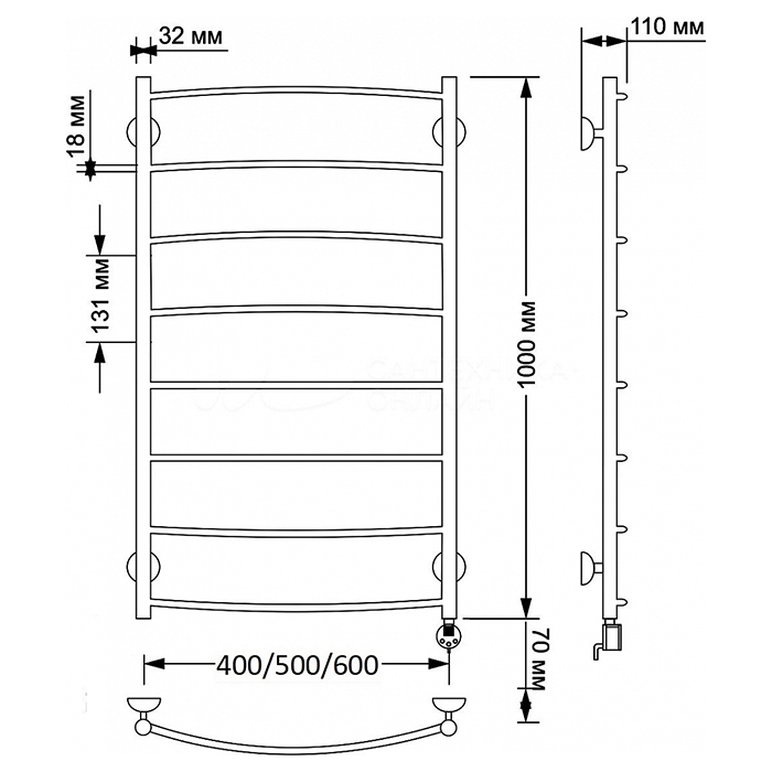 Secado Милан 1 Полотенцесушитель 40x100 см, электрический, цвет: бронза