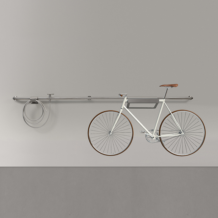 CEA Design HOOK Смеситель для сада 254см, настенный, трубчатый, с подсоединением для садового шланга, цвет: нержавеющая сталь