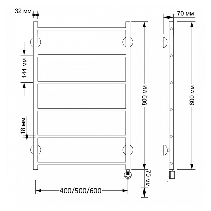 Secado Триада 1 Полотенцесушитель 40x80 см, электрический, цвет: бронза
