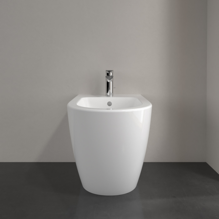 Villeroy&Boch Subway 2.0, Биде напольное, с отверстием для смесителя, с переливом, 37x56см, с антигрязевым покрытием CeramicPlus, цвет: белый