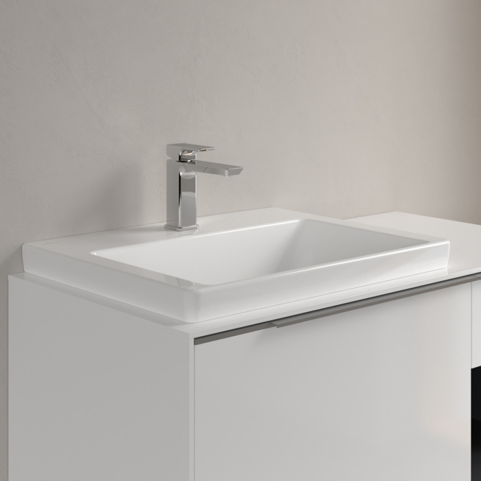 Villeroy&Boch Subway 3.0 Раковина 60х47х16.5см., 1 отв., подвесная, с антигрязевым покрытием CeramicPlus, без перелива, цвет: альпийский белый