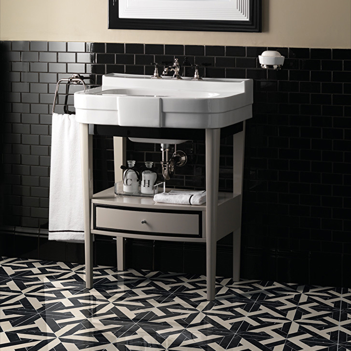 Devon&Devon Elite Плитка из натурального камня 60x60см, универсальная, мрамор, elite 10, цвет: black marquinha/crema marfil