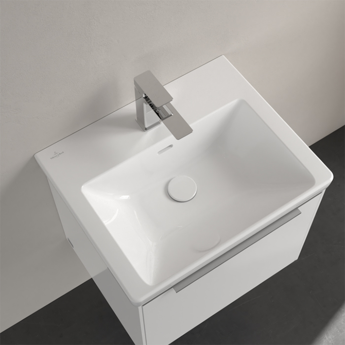 Villeroy&Boch Subway 3.0 Раковина 55х44х16.5см., 1 отв., подвесная, с переливом, цвет: альпийский белый