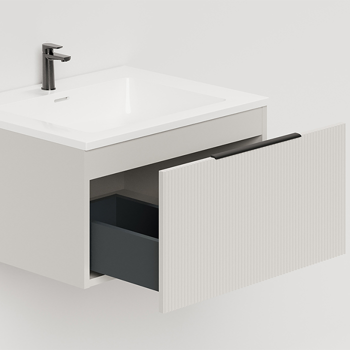Salini Touch Тумба 60х50х32см., подвесная, с раковиной, 1 ящик, верт. фрез., цвет: Сreamy