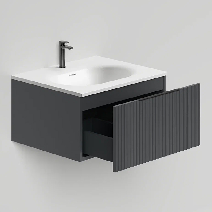 Salini Touch Тумба 60х50х32см., подвесная, с раковиной, 1 ящик, верт. фрез., цвет: Anthracite