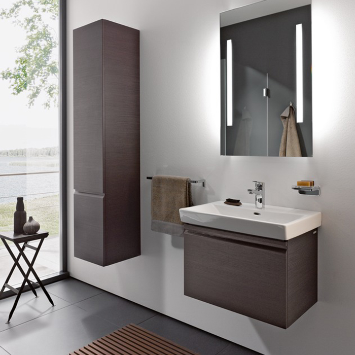 Laufen Pro S Высокий шкаф 350x335x1650 мм, 1 дверца, петли слева, 4 стеклянные полки, цвет: венге
