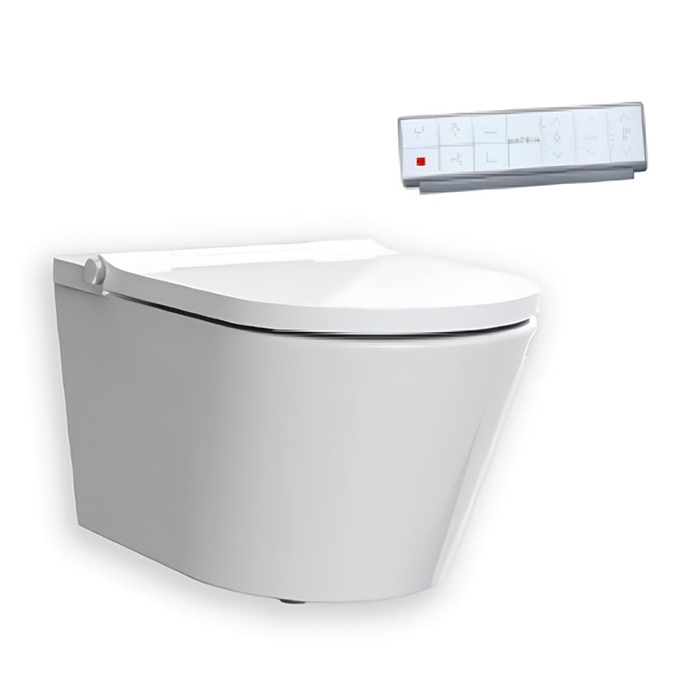 Hatria H-Smart Унитаз подвесной 59.5x37см., безободковый, с крышкой-биде, цвет: белый