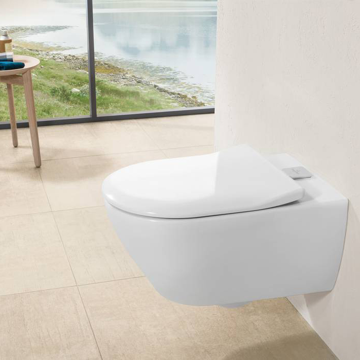 Villeroy&Boch Subway 2.0, Унитаз подвесной, с открытым смывным краем Compact, DirectFlush, ViFresh, горизонтальный выпуск, не подходит для установки со смывными кранами, 37x56см, цвет: белый