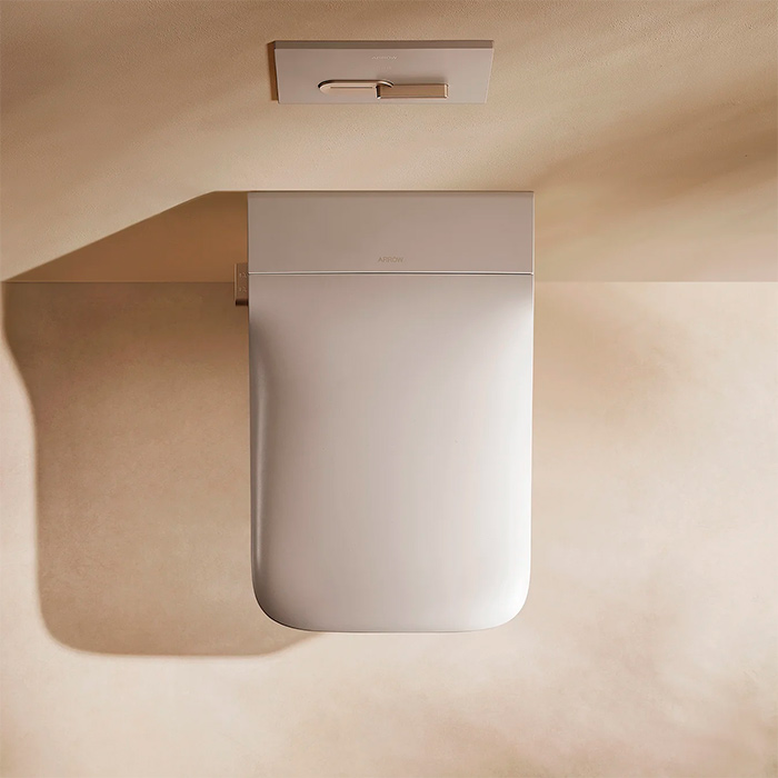Arrow Glacier Унитаз Smart 41x60см, с функцией биде, подвесной, безободковый, клавиша смыва, EU, цвет: белый/бежевый