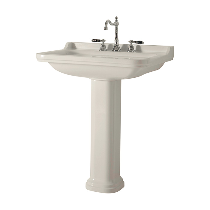 Kerasan Waldorf Раковина 80x55 см, 3 отв., с пьедесталом, керамическая, цвет: белый/хром