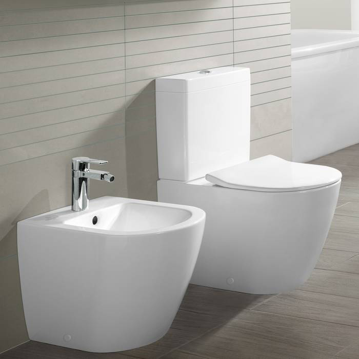Villeroy&Boch Subway 2.0, Биде напольное, с отверстием для смесителя, с переливом, 37x56см, с антигрязевым покрытием CeramicPlus, цвет: белый
