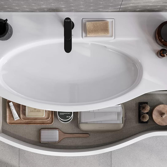 Kerama Marazzi Riva Раковина 100.7х48х15см., накладная, мебельная, с крепежом, левая, 1 отв., с переливом, цвет: белый глянцевый