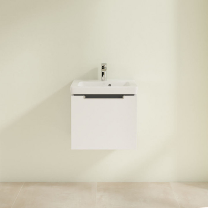 Villeroy&Boch Subway 2.0, Тумба подвесная под раковину, 1 контейнер для аксессуаров L, 1 выдвижное отделение, 48.5x42x38см., с раковиной, цвет: белый