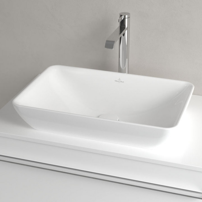 Villeroy&Boch Venticello Раковина накладная 55х36см, без отв., с переливом, с антигрязевым покрытием CeramicPlus, цвет: альпийский белый